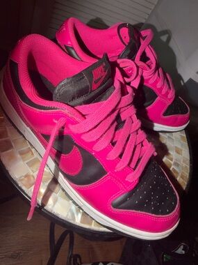 Nike Dunks Women's Low-Top Sneakers in Hot Pink and Black size 9